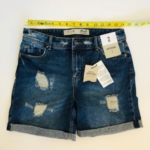 Denim Dark Ripped Shorts